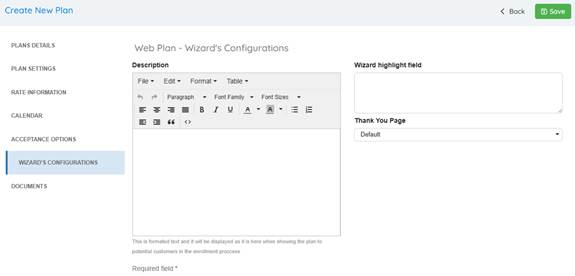 Wizard&#39;s Configurations Screenshot